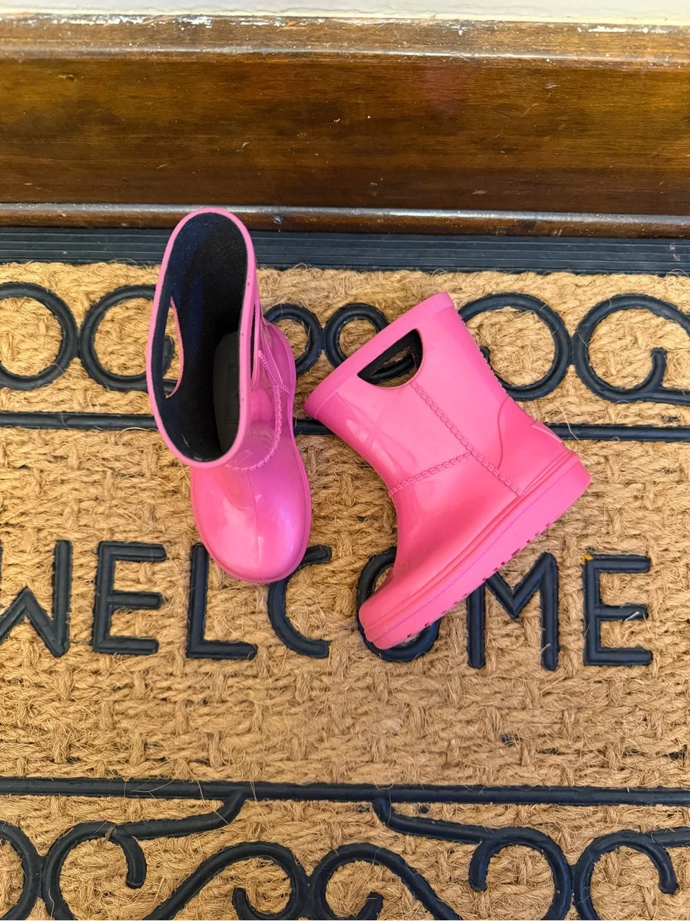 UGG Bright Pink Pull-On Rain Boots 4T